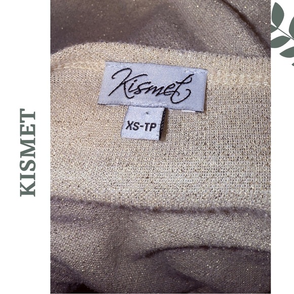 🛍️3/$40 Kismet Shimmer Halter Neck Tank Top Metallic Gold Beige Size Extra Small - Picture 4 of 4